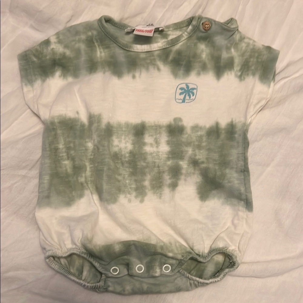 Green Tie-Dye Baby Bubble Romper